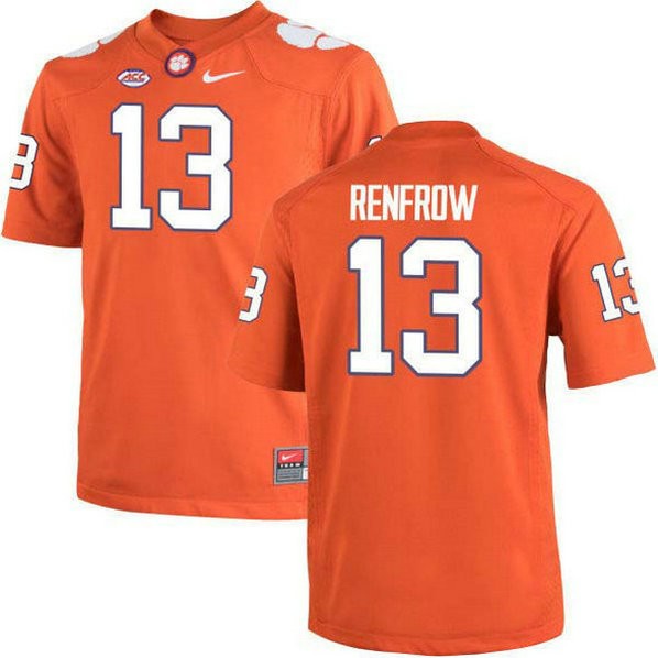 Mens Hunter Renfrow Clemson Tigers #13 Authentic Orange Colleage Football Jersey 102